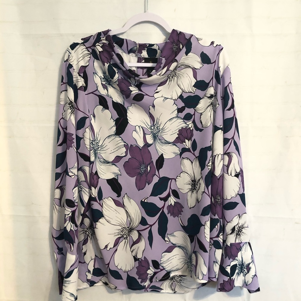 Worthington Long Sleeve Floral Print Blouse